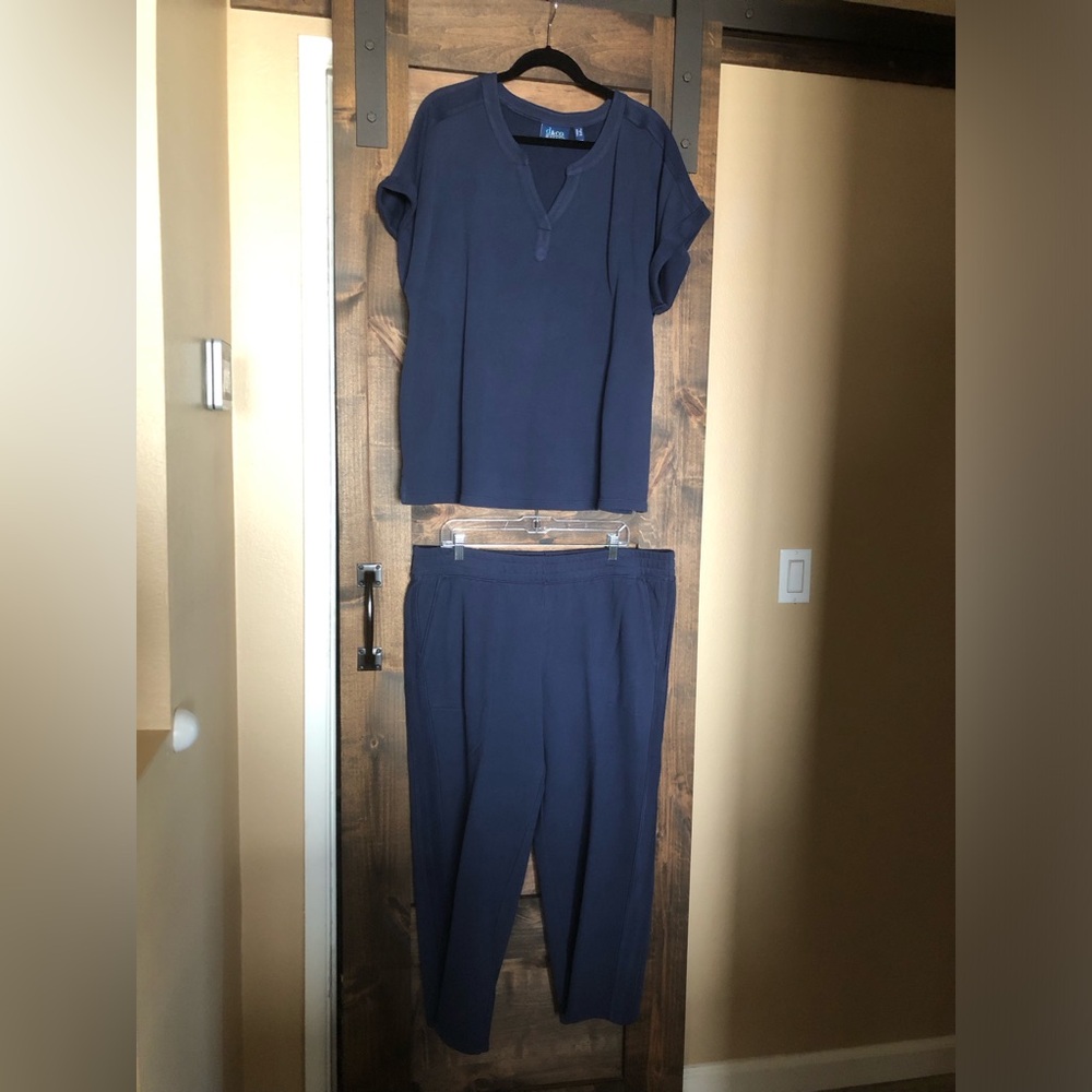 French Terry knit athleisure set by Denim and Co